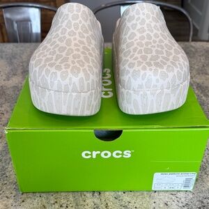 CROCS Platinum Dylan Animal Print Clogs